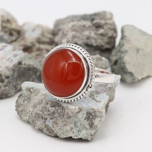 Carnelian Ring, Solid Sterling Silver Ring, Handmade Ring, Gemstone Ring. Ring For Her, Statement Silver Ring, Women Ring, Birthstone Ring