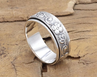 Anxiety Ring, Fidget Ring, Spinner Ring, Sterling Silver Ring, Meditation Ring, Anxiety Thumb Ring, Promise Silver Ring, Men's Fidget Ring