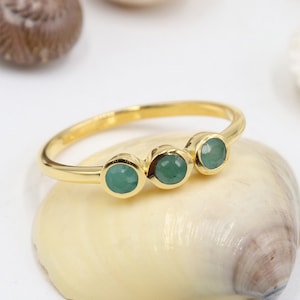 Smaragd Ringe, Sterling Silber Ringe, Minimalist Gold Ring, Verlobungsring, Edelstein Ringe, Geburtsstein Ringe, handgemachte Ringe für Sie