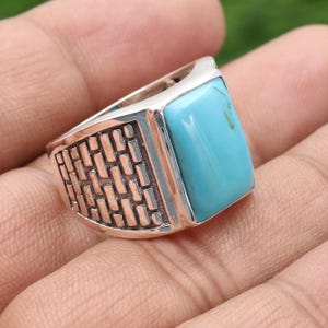 Turquoise Rings, Solid Sterling Silver Rings, Men&#39;s Rings, Black Onyx Ring, Male Rings, Birthstone Ring, Gemstone Ring, Best Gift For Men