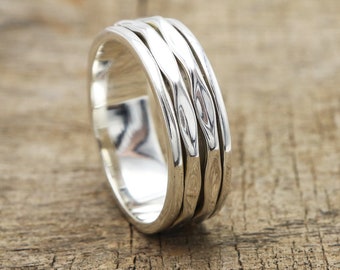 Angst Ring, Sterling Silber Ring, Meditation Ring, Daumen Ring, Fidget Ring, Anti Angst Spinner Ring, Spinner Ring, Geschenk für Mutter