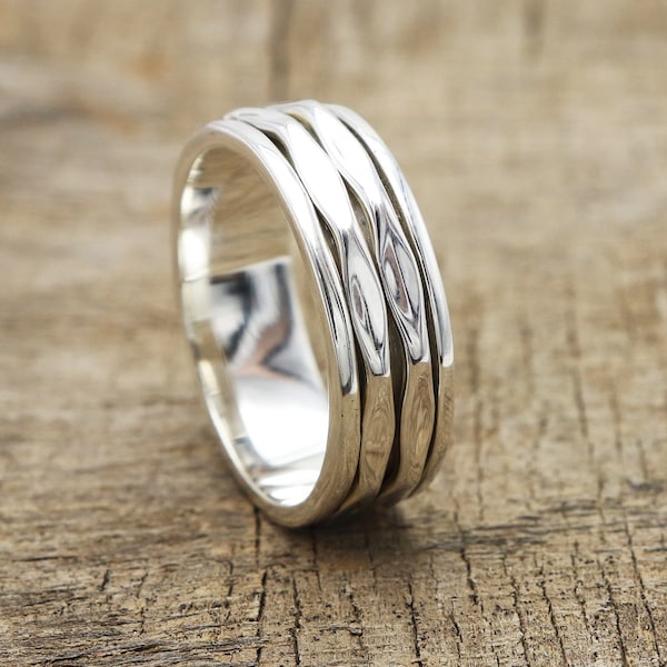 Angst Ring, Sterling Silber Ring, Meditation Ring, Daumen Ring, Fidget Ring, Anti Angst Spinner Ring, Spinner Ring, Geschenk für Mutter