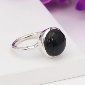 Black Onyx Ring, Sterling Silver Ring, Women's Ring, Statement Rings, Onyx Gemstone Ring, Handmade Rings, Gift Ring For Her, Birthstone Ring