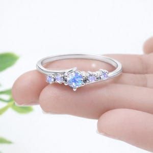 Moonstone Ring, 925 Sterling Silver Ring, Engagement Ring, Minimalist Ring, Promise Ring for Women, Unique Bridal Ring for Her