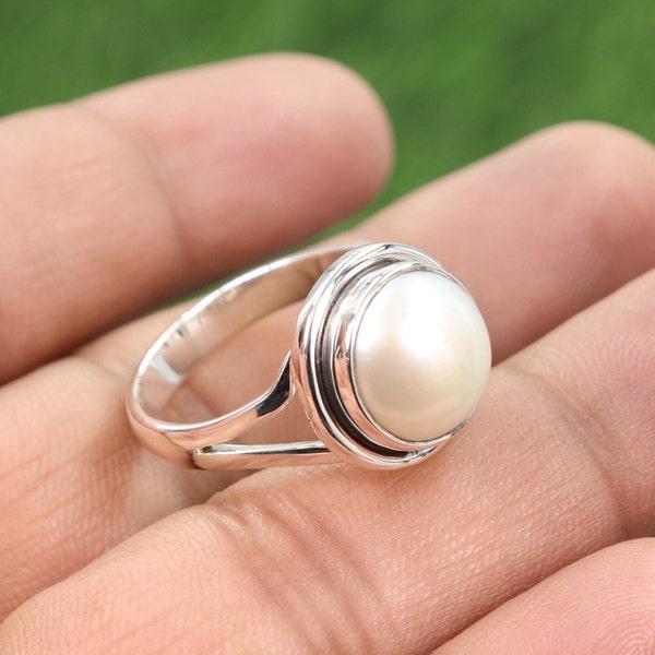 Pearl Ring, Solid Silver Ring, Natural Fresh Water Pearl Ring, Ring For Her, Women Ring, Handmade Ring, Silver Statement Ring For Women