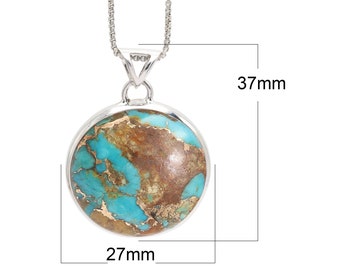 ターコイズネックレス、925スターリングシルバーペンダントネックレス