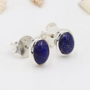 Lapis Lazuli Earrings, Sterling Silver Stud Earrings, Stud Earrings, Post Earrings, Minimalist Earrings, Earring For Her, Best Gift For Her
