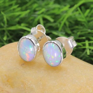 Opal Stud Earrings, Sterling Silver Stud Earrings, Ethiopian Opal Earrings, Minimalist Earrings, Small Stud Earrings For Her, Christmas Gift