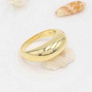 Silver Dome Ring, Solid Sterling Dome Ring, Gold Dome Ring, Modern Design Wide Dome Ring, Thick Solid Silver Band Ring, Gift For Her