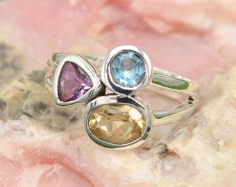 Amethyst Rings, Solid Silver Rings, Peridot Rings, Citrine Rings, Rings For Women, Gemstone Ring, Statement Ring, Best Gift For Her
