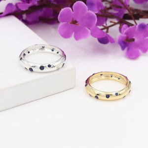 Tanzanite Ring, Solid Silver Band Ring, Eternity Ring, Tanzanite Wedding Band, Anniversary Ring, Stacking Ring, Gold Eternity Band For Her