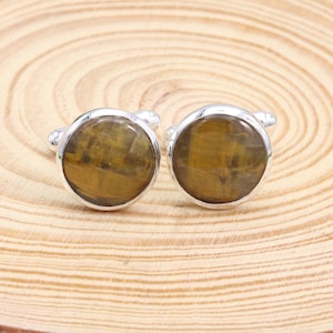 Best Gift For Men, Solid Silver Cufflinks, Groomsmen Cufflinks, Pietersite Cufflinks, Handmade Cufflinks, Handmade Cufflinks for Men