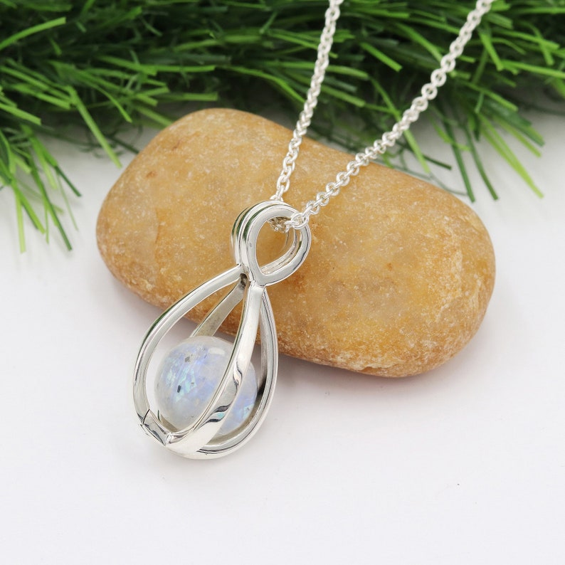 Cage Necklaces, Moonstone Necklace, Silver Pendant Necklaces ...