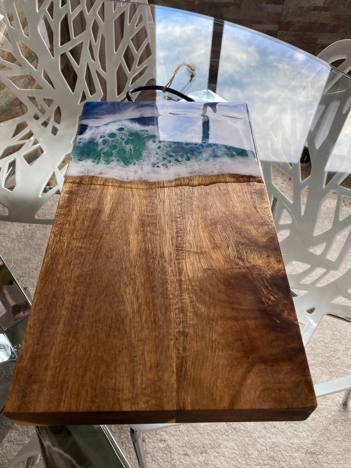 Beach Acacia Cutting Board Ocean Charcuterie Board Acacia Etsy Australia