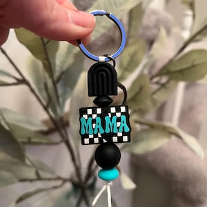 Keychains, Silicone Beaded Keychain, Modern, Mama, Mothers Day Gift, Diaper Bag Tag