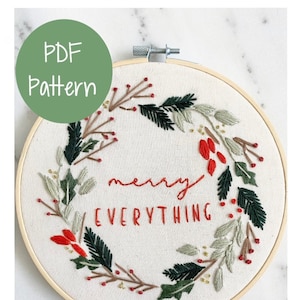 Merry Everything Embroidery Hoop PDF Pattern