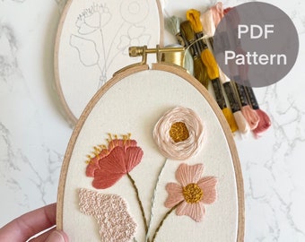 Blush Bouquet Embroidery PDF Pattern