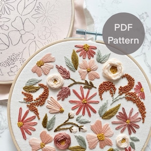Spring Garden Embroidery Hoop PDF Pattern