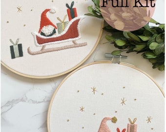 Gnome Sleigh Ride Embroidery Kit | DIY Embroidery Kit