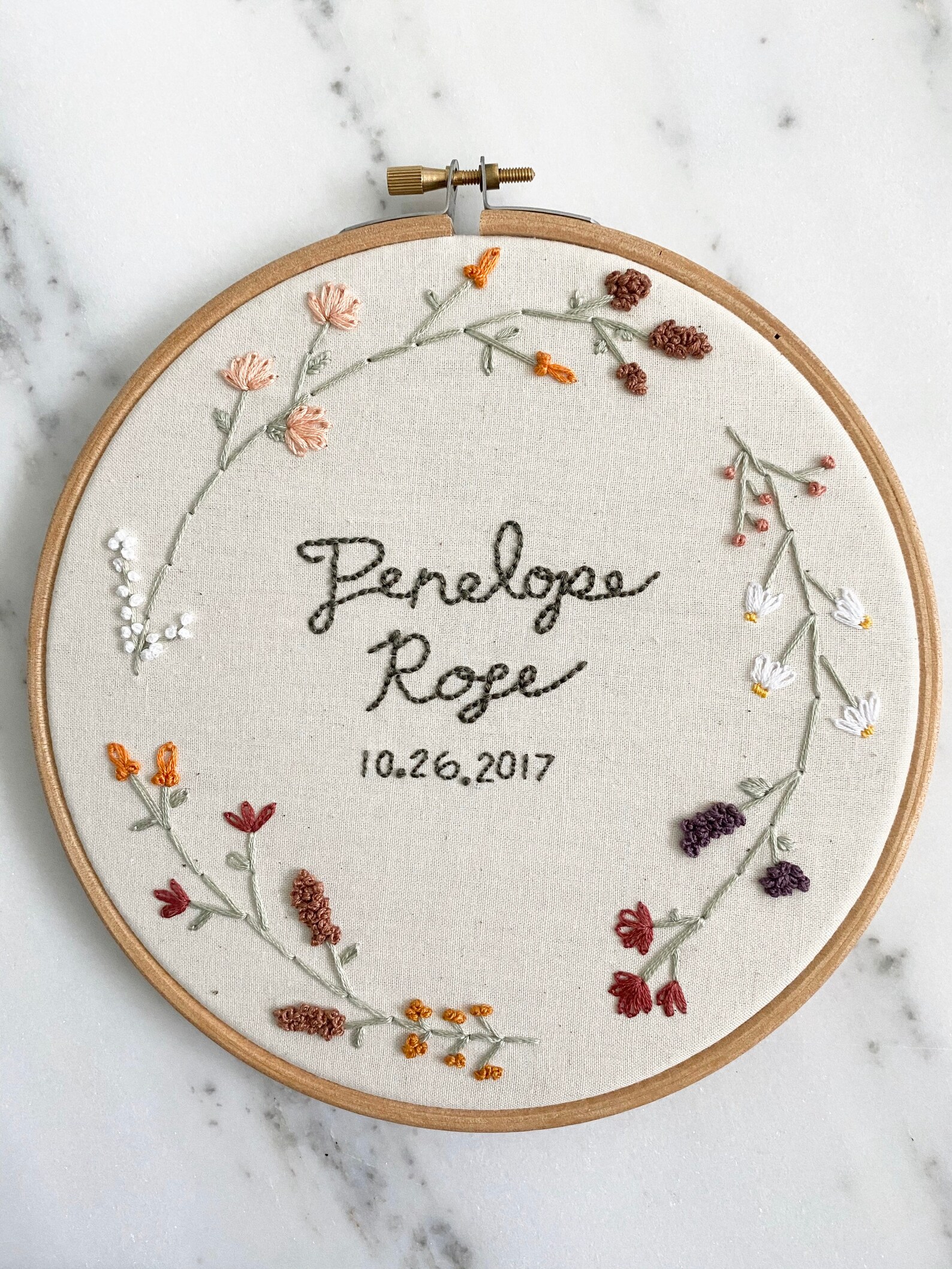 Custom Name Embroidery Hoop Custom Baby Name Embroidery Etsy