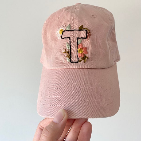 Custom Embroidered Monogram Floral Baseball Hat