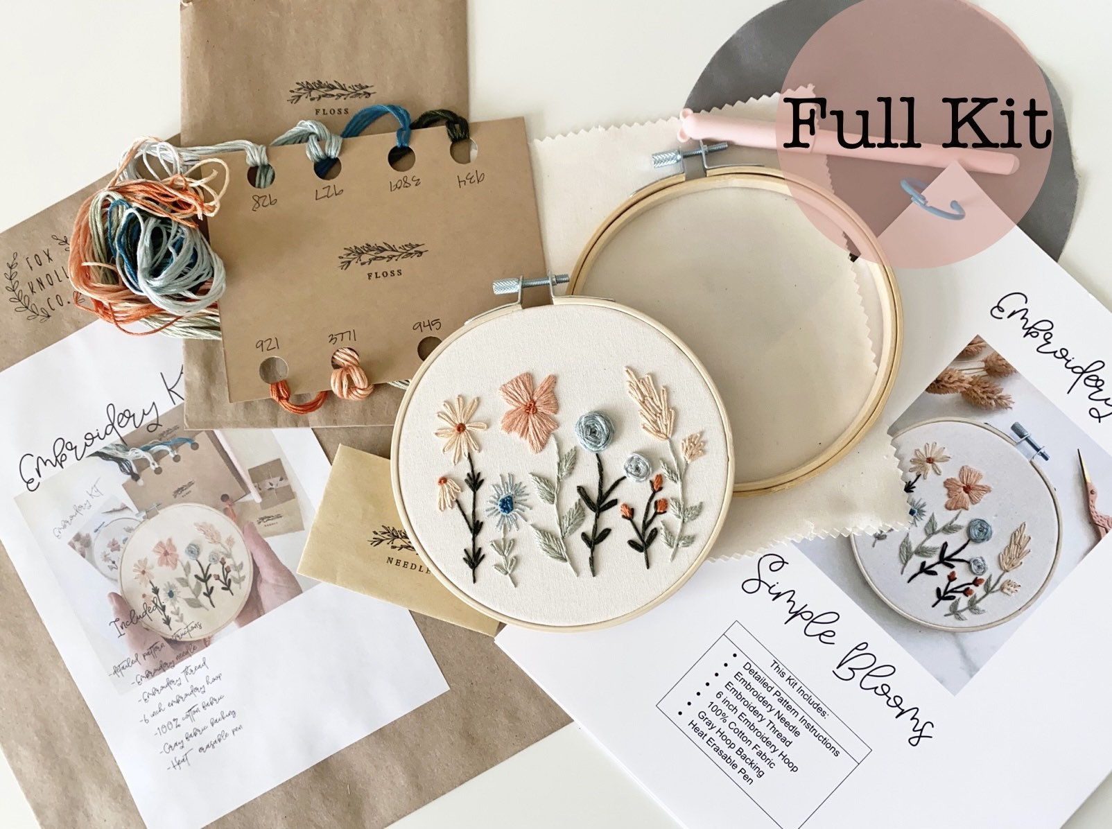 Kit Da Ricamo Per Principianti Adulti – 3 Set Con Colibrì E Fiori – Include Telaio, Fili E Accessori - 2