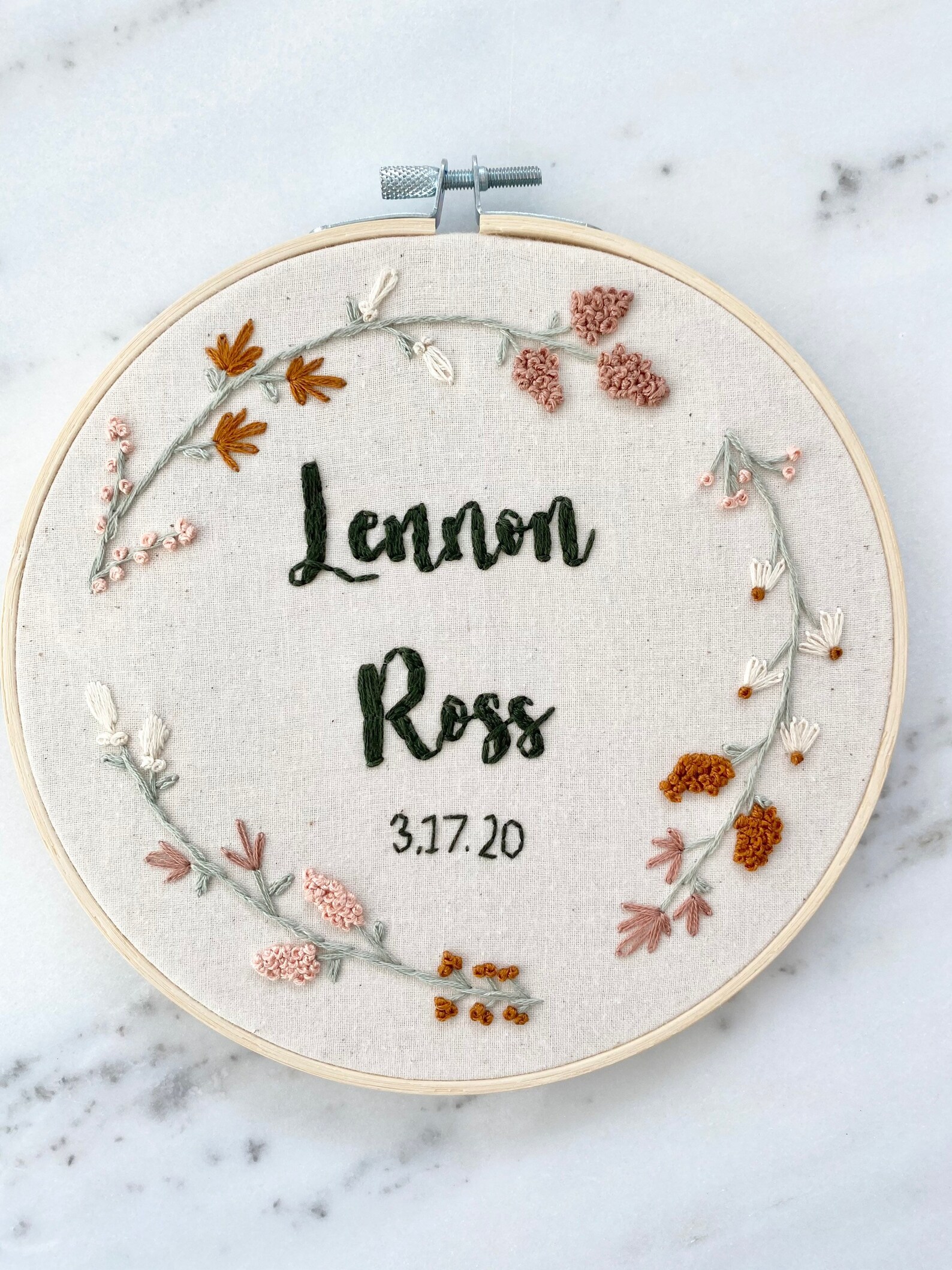 Custom Name Embroidery Hoop Custom Baby Name Embroidery Etsy