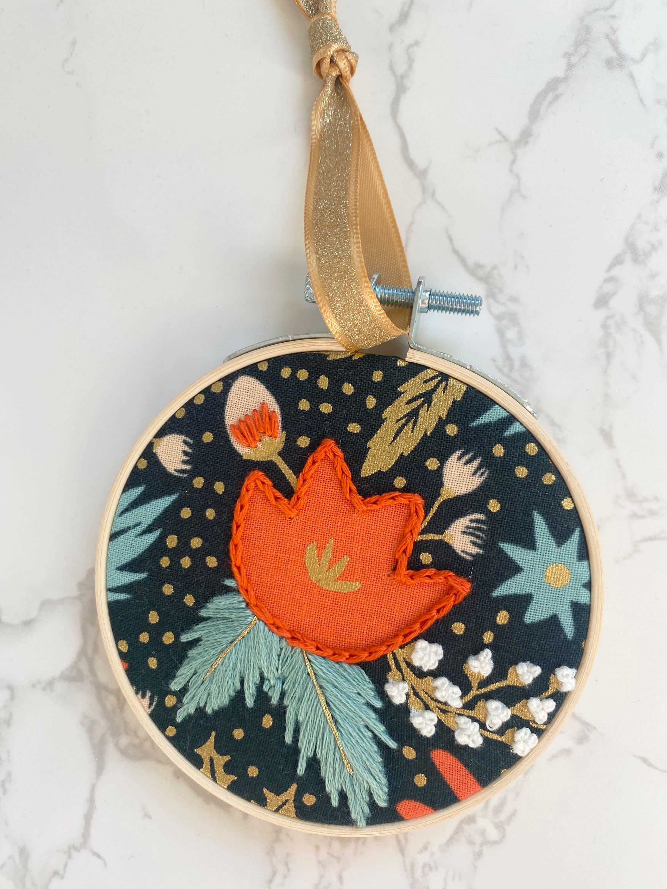 Poinsettia Rifle Paper Co Fabric Christmas Ornament