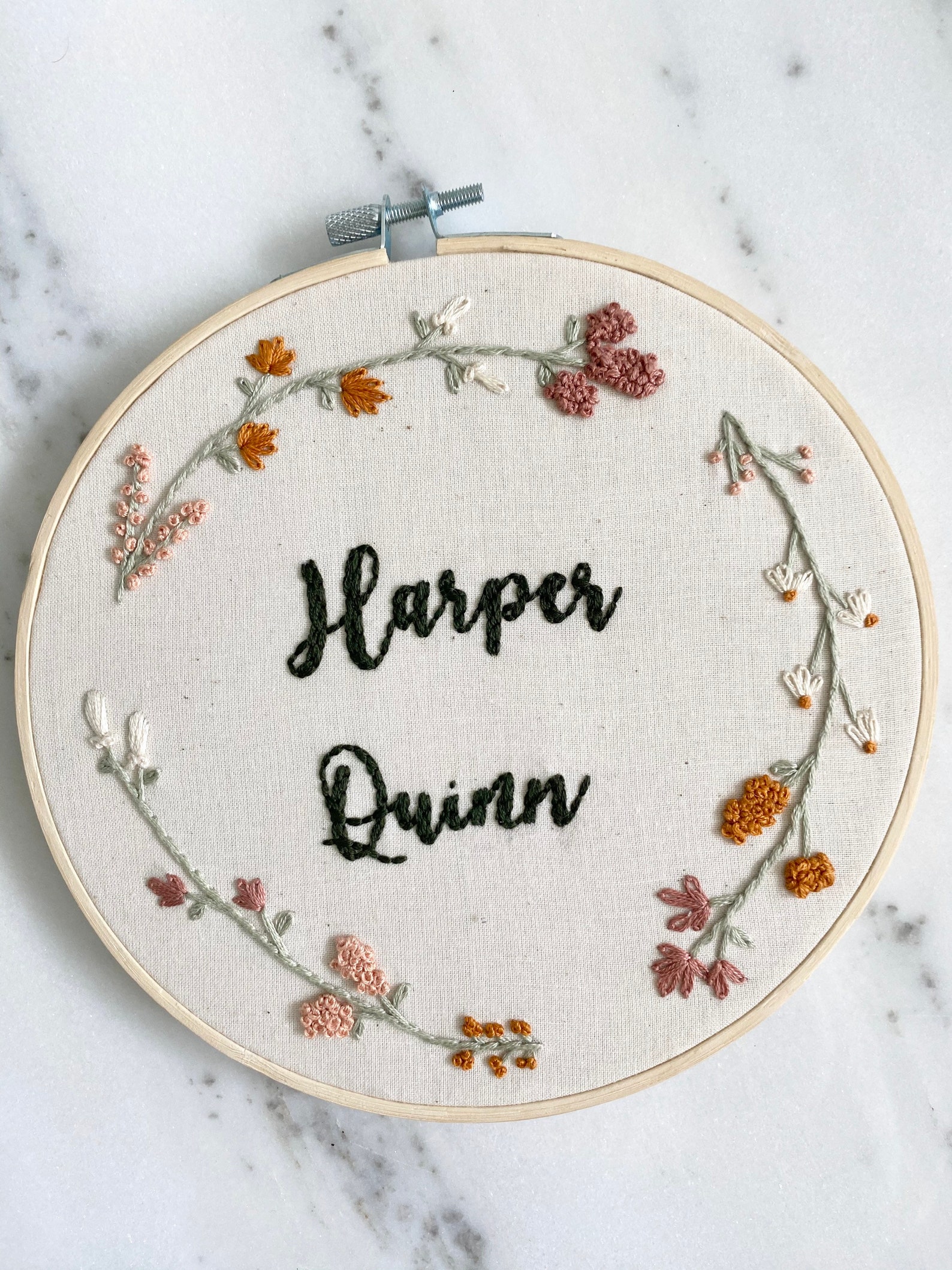 Custom Name Embroidery Hoop Custom Baby Name Embroidery Etsy