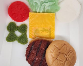 Wax Fake Burger, The Works Burger, Prop, Decor, Theatrical Prop, Movie Prop