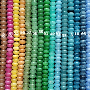 NEW Colors 70/str- 5x8mm Smooth rondelles,Colored Jade stone Rondelle Beads- Pink ,blue ,green ,purple,brown,wine red,orange,yellow