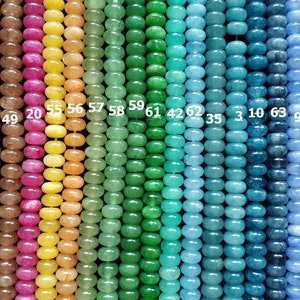 5x8mm Smooth rondelles,Colored Jade stone Rondelle Beads- Pink ,blue ,green ,purple,brown,wine red,orange,yellow,royal blue,violet,ivory