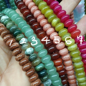65pcs/str- 6x10mm Rondelles,stone rondelle beads,rondel beads,red agate,lemon jade,amethyst,green aventurine,hot pink,brown,black,peachy