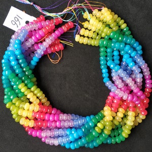 Not Necklace,#166 41cm(16.14 inches)/strand 5x8mm colored jade rondelles beads,rainbow,multi colors,mixed green,yellow,neon pink,blue,purple