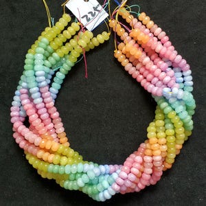 Not Necklace,#225 41cm(16.14 inches)/strand 5x8mm colored jade rondelles beads,rainbow,multi colors,mixed soft pink,peachy,blue,green,lime