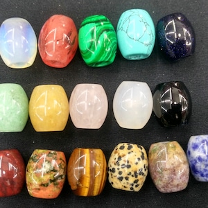 5mm Big hole- 15x18mm Barrel Beads-opalite,blue turquoise,green aventurine,sodalite,rose quartz,red stone,tiger eye,black stone,malachite