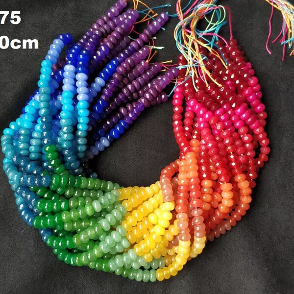 Not Necklace,#75 40cm(15.75inches)/strand 5x8mm colored jade rondelles beads,rainbow,multi colors,mixed red,orange,yellow,green,blue,purple