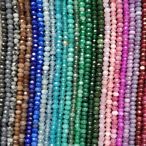 115 Stück / strang- 2x4mm farbige Jade Rondelle Perlen, facettierte Stein Rondellen- Pink, Blau, Grün, Weiß, Grau, Lila, Pfirsich, Fuchsia