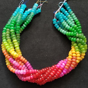 Not Necklace,#192 41cm(16.14inches)/strand 5x8mm colored jade rondelles beads,rainbow,multi colors,mixed fuchsia,yellow,blue,green,red,pink