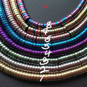 2x6mm Hematite Heishi-Rainbow,green,blue,bronze,platinium,gold,purple,pink- 190pcs/strand