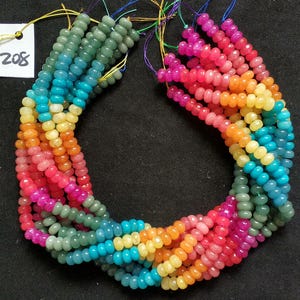 Not Necklace,#208 41cm(16.14 inches)/strand 5x8mm colored jade rondelles beads,rainbow,multi colors,mixed fuchsia,yellow,orange,blue,green