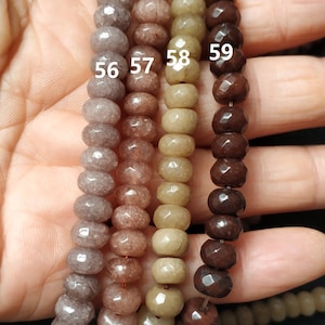 70pcs/str- 5x8mm Colored Jade Rondelle Beads,faceted stone rondelles- Brown,gray,khaki,white