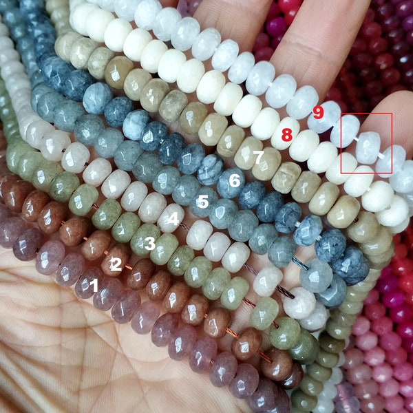 70pcs/str- 5x8mm Colored Jade Rondelle Beads,faceted stone rondelles- Brown,gray,khaki,white