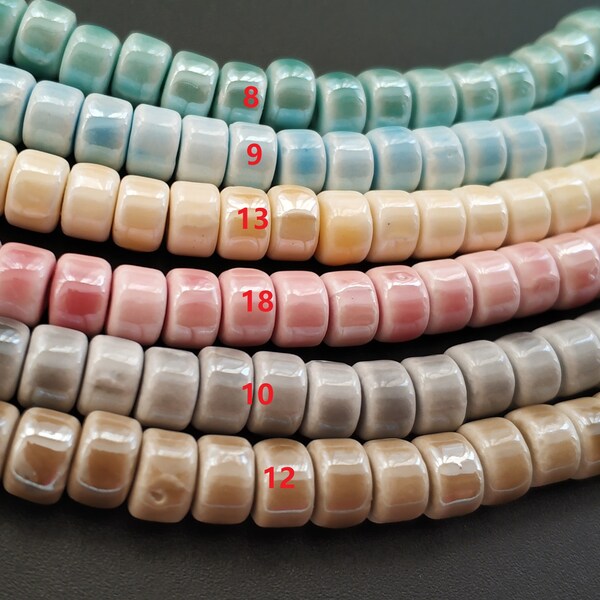 65pcs/lot, soft colors, 4x6mm ceramic tube beads- plating finished -gray,brown,pink,ivory,blue,teal