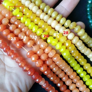 70pcs/str- 5x8mm Colored Jade Rondelle Beads,faceted rstone ondelles- yellow,orange,neon