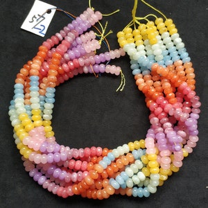 Not Necklace,#57 40cm(15.75inches)/strand 5x8mm colored jade rondelles beads,rainbow,multi colors,mixed pink,orange,yellow,aqua,green