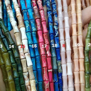 5x12mm stone Bamboo tube Beads,bone shape tube beads,stone column beads -29pcs/strand