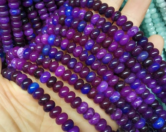 fuchsia purple Stone 5x8mm smooth rondelles,purple stone rondelles beads