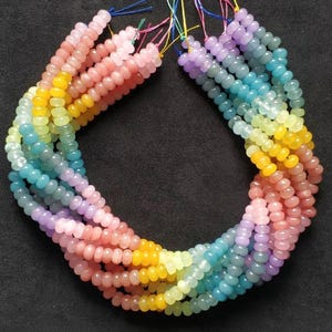 Not Necklace,#123 40cm(15.94 inches)/strand 5x8mm colored jade rondelles beads,rainbow,multi colors,mixed pastel gray,aqua,blue,yellow,pink