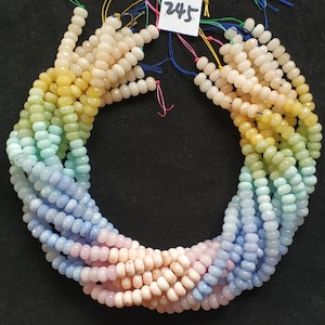 Not Necklace,#245 41cm(16.14 inches)/strand 5x8mm colored jade rondelles beads,rainbow,multi colors,mixed soft blue,pink,salmon,green,yellow